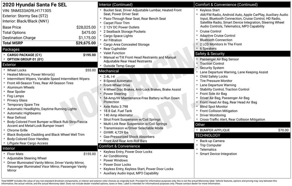 Used 2020 Hyundai Santa Fe SEL w/ Cargo Package FWD image 17