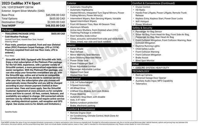 Used 2023 Cadillac XT4 Sport w/ Trailering Package AWD/4WD image 33