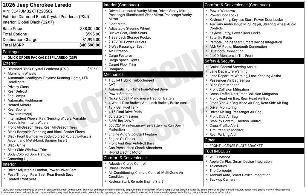 New 2026 Jeep Cherokee Laredo AWD/4WD image 21
