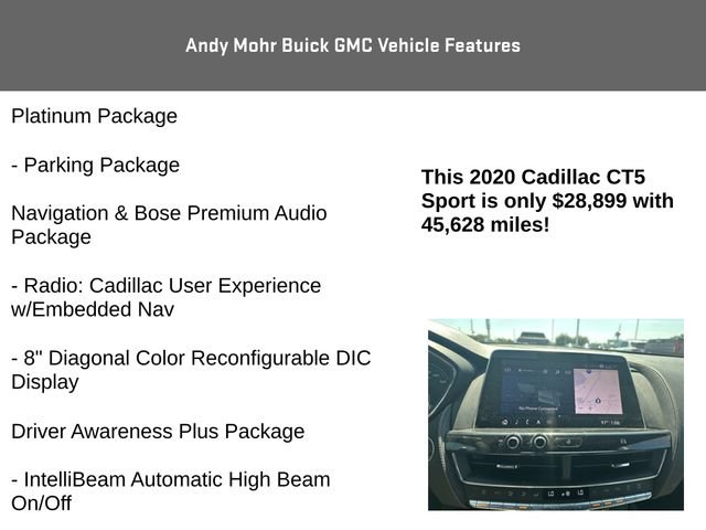 Used 2020 Cadillac CT5 Sport w/ Platinum Package RWD image 12