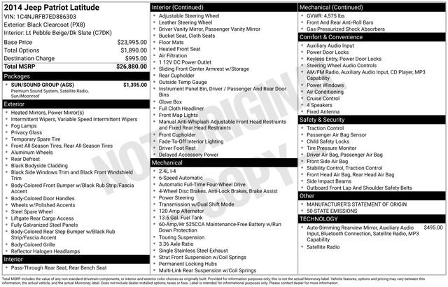 Used 2014 Jeep Patriot Latitude w/ Sun/Sound Group AWD/4WD image 14