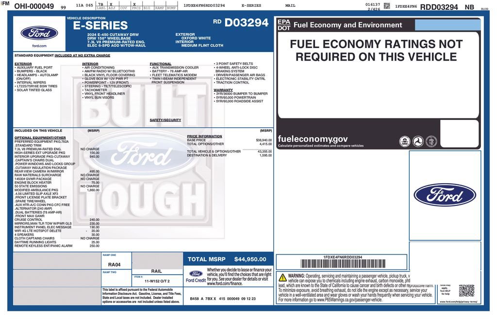 New 2024 Ford E-450 and Econoline 450 Super Duty w/ Ambulance Prep Package image 18