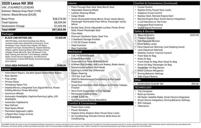 Used 2020 Lexus NX 300 AWD w/ Black Line Edition image 18