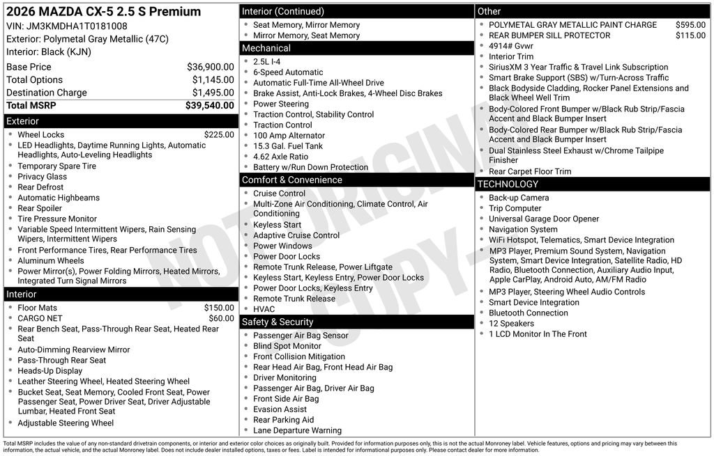 New 2026 MAZDA CX-5 2.5 S w/ Premium Package AWD/4WD image 10