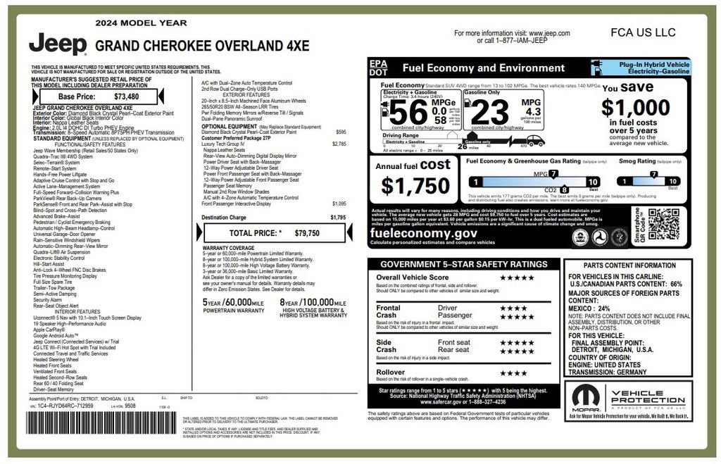 Used 2024 Jeep Grand Cherokee Overland w/ Luxury Tech Group IV AWD/4WD image 5