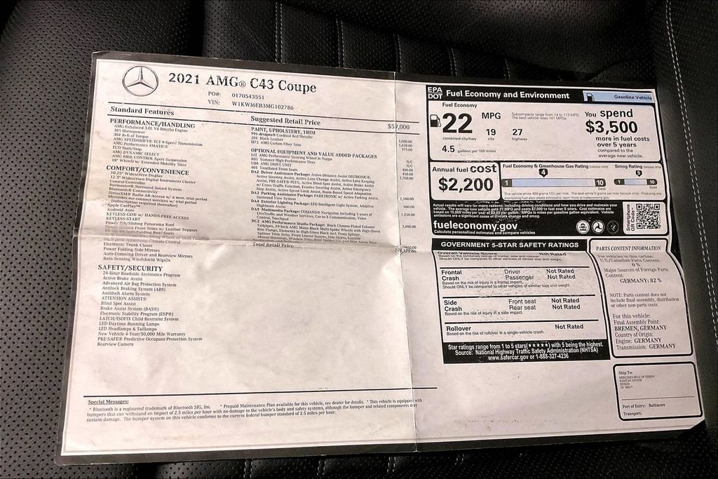 Certified 2021 Mercedes-Benz C 43 AMG 4MATIC Coupe image 20