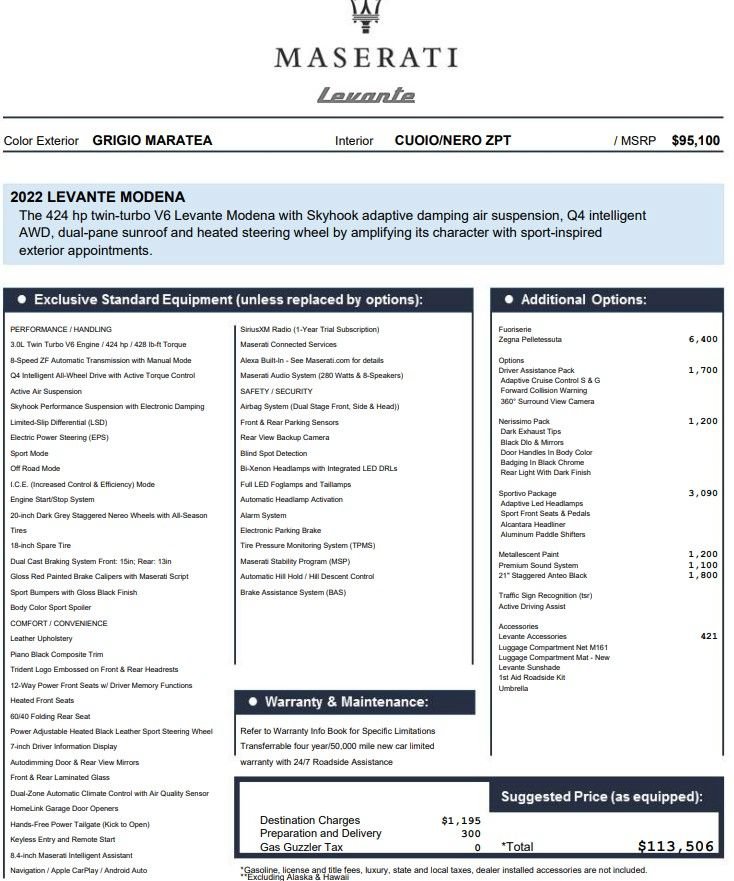 Certified 2022 Maserati Levante Modena AWD/4WD image 2