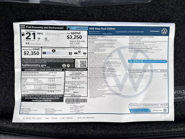 New 2026 Volkswagen Atlas Peak Edition AWD/4WD image 21