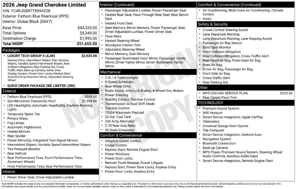 New 2026 Jeep Grand Cherokee Limited w/ Luxury Tech Group II RWD image 7