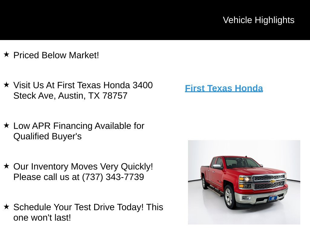Used 2014 Chevrolet Silverado 1500 LTZ w/ Texas Edition, 1LZ Trim RWD image 10