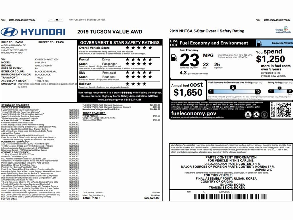 Used 2019 Hyundai Tucson Value w/ Cargo Package image 2
