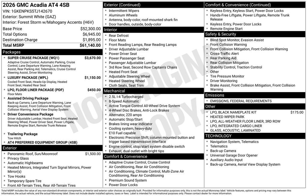 New 2026 GMC Acadia AT4 w/ Super Cruise Package image 46