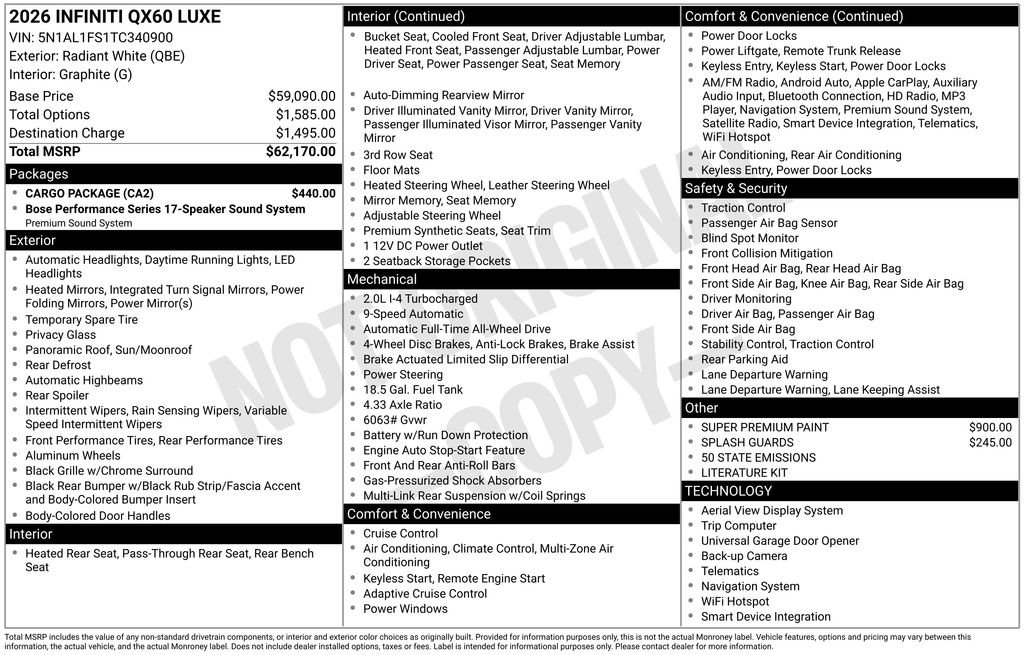 Certified 2026 INFINITI QX60 Luxe w/ Cargo Package image 2