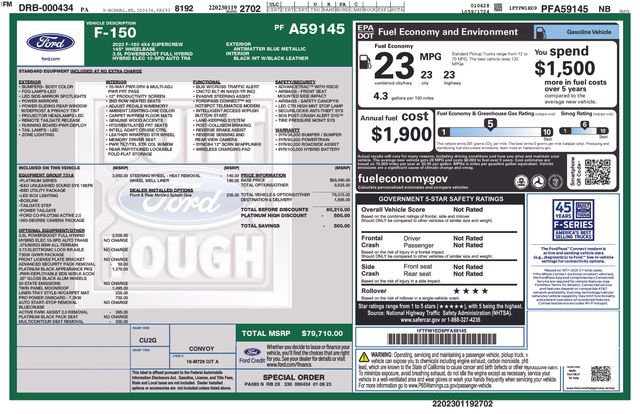 Certified 2023 Ford F150 Platinum w/ Equipment Group 701A High image 3