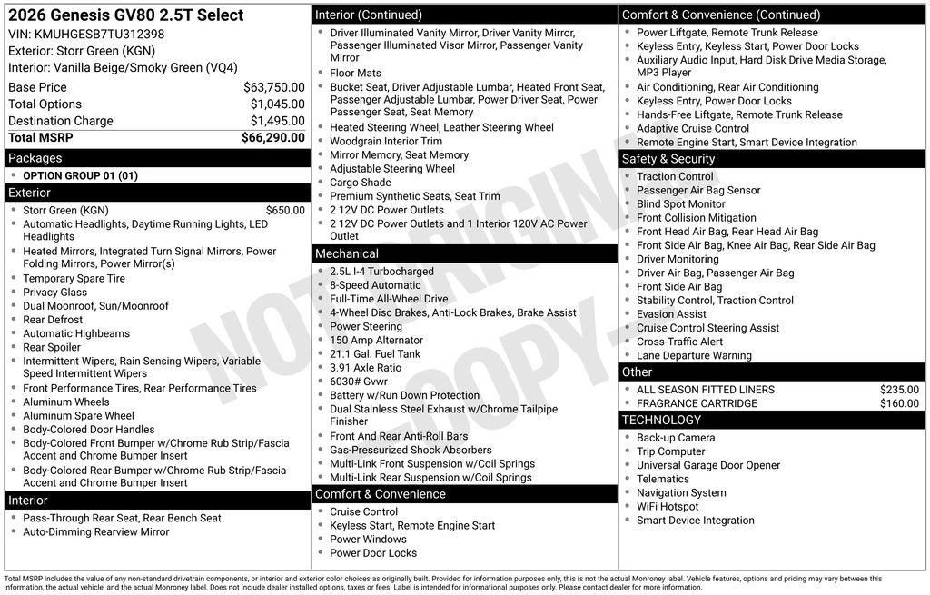 New 2026 Genesis GV80 2.5T Select image 4