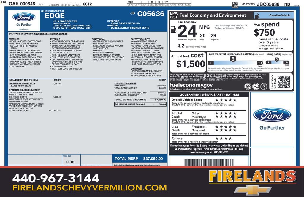 Used 2018 Ford Edge SEL w/ Equipment Group 201A image 2