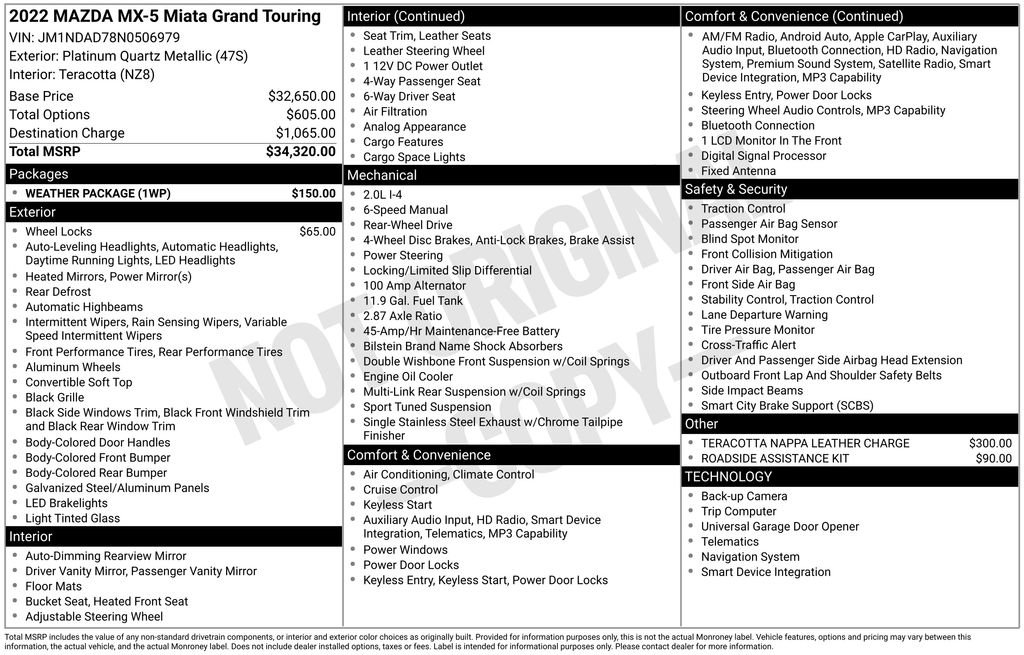 Certified 2022 MAZDA MX-5 Miata Grand Touring w/ Weather Package RWD image 5