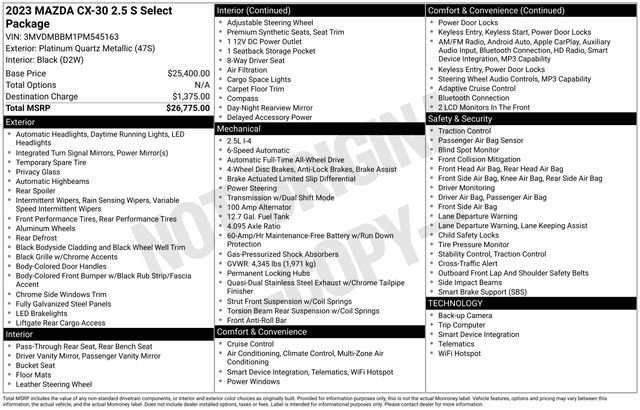 Certified 2023 MAZDA CX-30 AWD 2.5 S w/ Select Package image 6