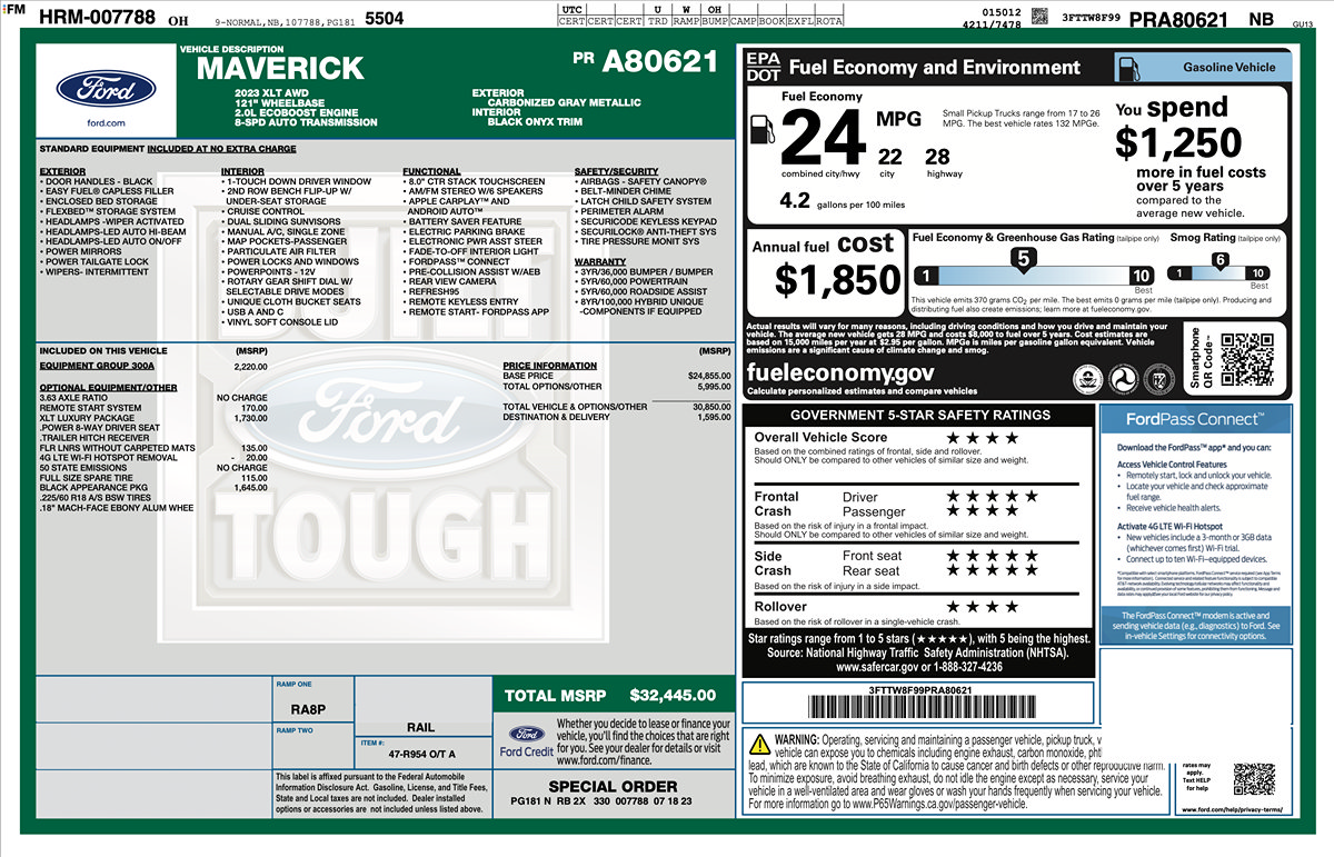 Used 2023 Ford Maverick XLT w/ Equipment Group 300A Standard AWD/4WD image 2