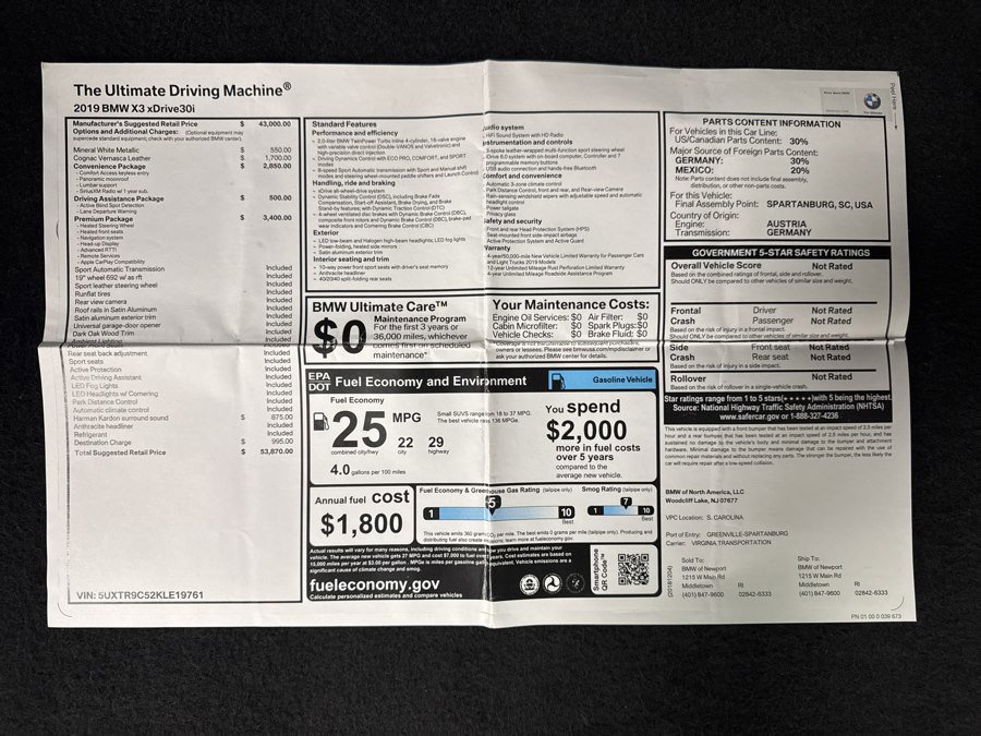 Used 2019 BMW X3 xDrive30i w/ Premium Package AWD/4WD image 24