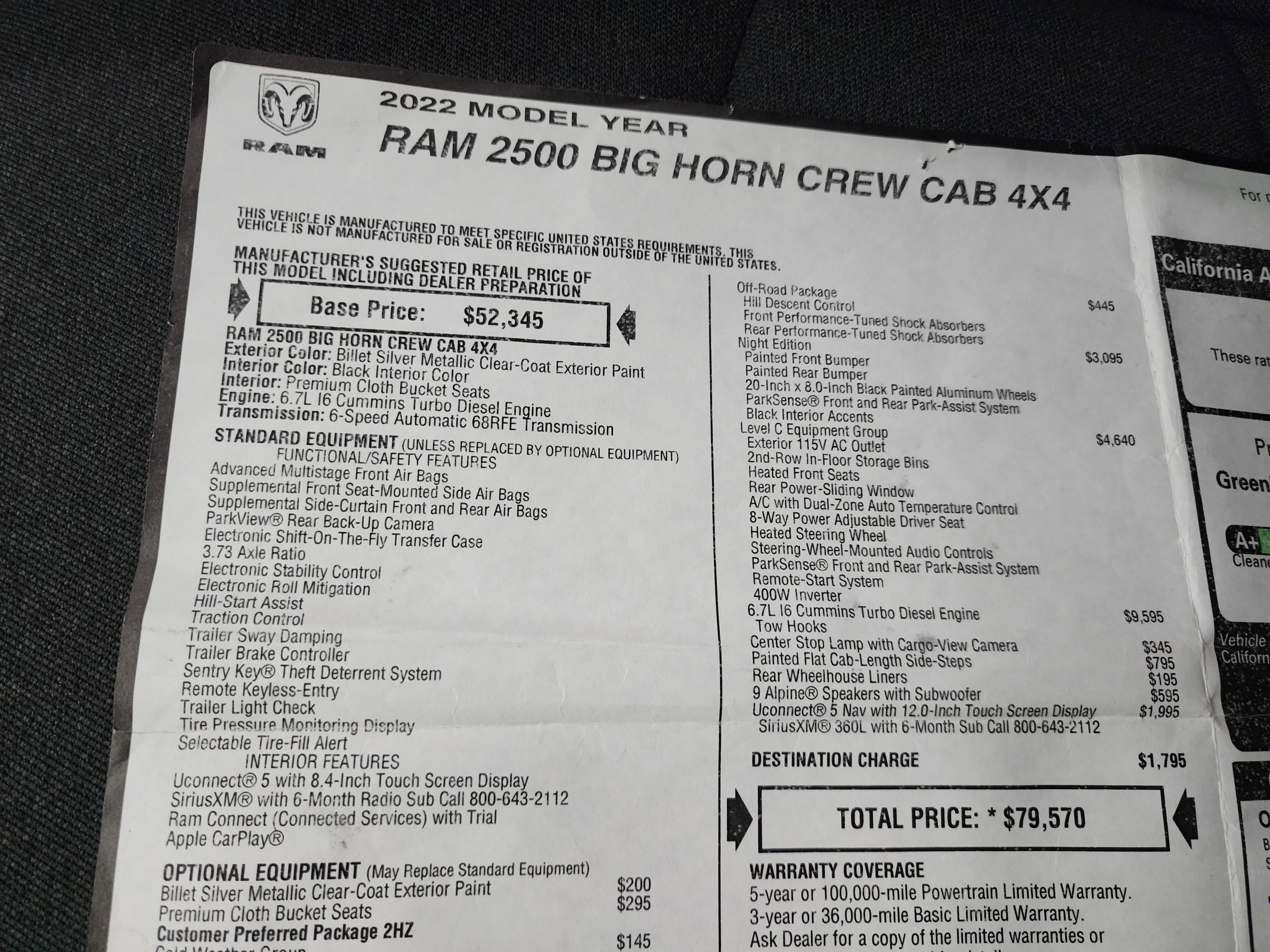 Used 2022 RAM 2500 Big Horn w/ Level C Equiment Group image 57