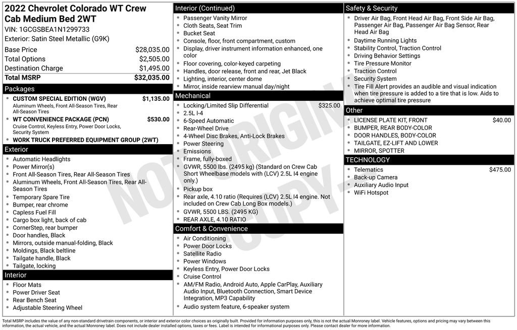 Used 2022 Chevrolet Colorado W/T w/ Custom Special Edition image 5