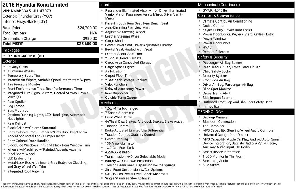 Used 2018 Hyundai Kona Limited FWD image 13