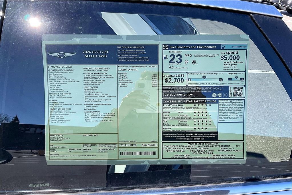 New 2026 Genesis GV70 2.5T Select AWD/4WD image 13