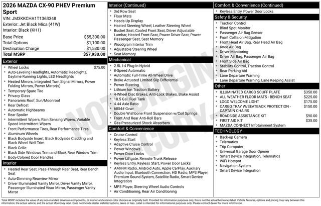 Used 2026 MAZDA CX-90 Plug-In Hybrid w/Premium Sport image 38