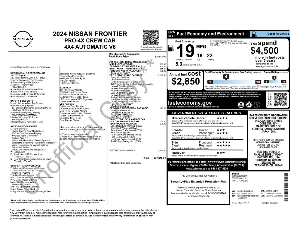 Used 2024 Nissan Frontier PRO-4X w/ Pro Convenience Package AWD/4WD image 9