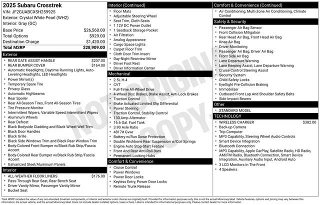 Certified 2025 Subaru Crosstrek 2.0i AWD/4WD image 28
