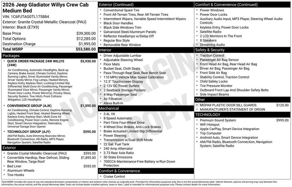 New 2026 Jeep Gladiator Sport AWD/4WD image 29