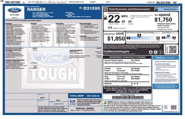 Used 2021 Ford Ranger XLT w/ Equipment Group 302A High AWD/4WD image 9