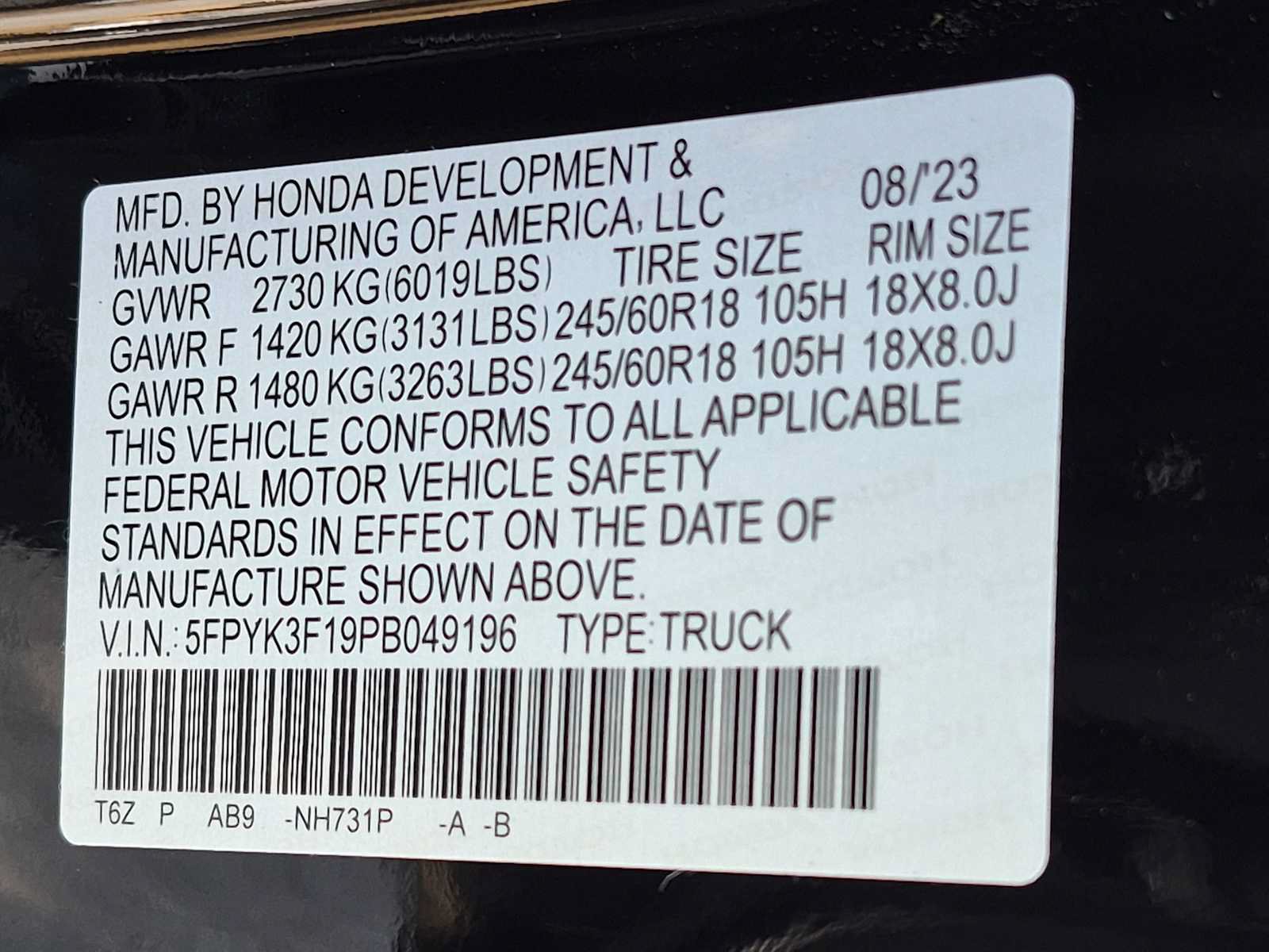 Certified 2023 Honda Ridgeline Sport image 31