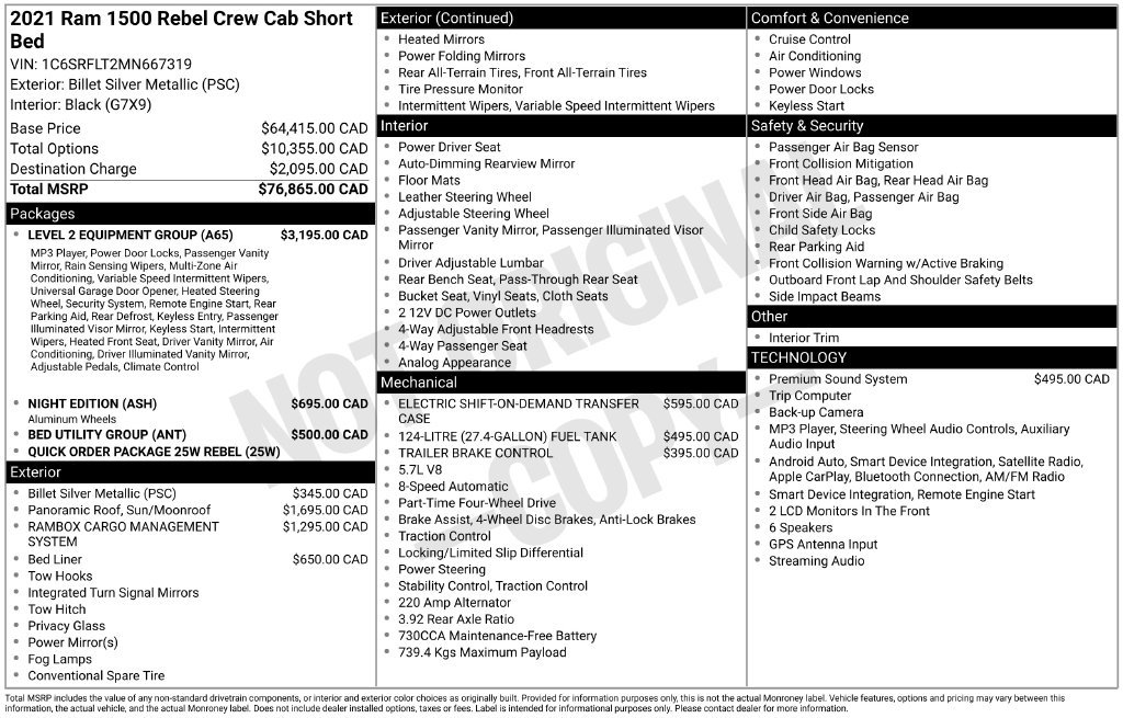 Used 2021 RAM 1500 Rebel w/ Level 2 Equipment Group AWD/4WD image 61