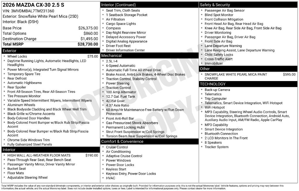 New 2026 MAZDA CX-30 AWD 2.5 S image 33