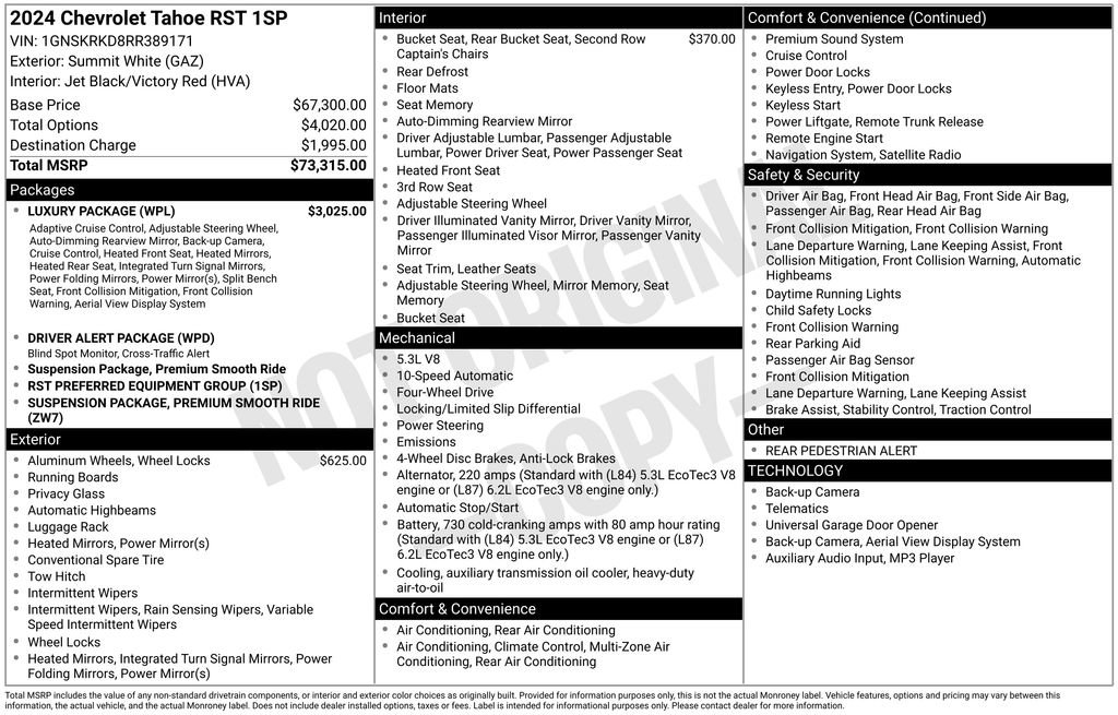Used 2024 Chevrolet Tahoe RST w/ Luxury Package AWD/4WD image 31