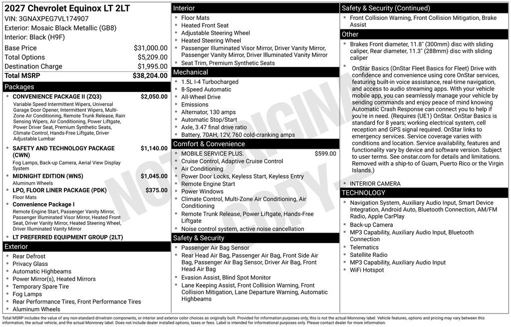 New 2027 Chevrolet Equinox LT w/ Convenience Package II AWD/4WD image 10