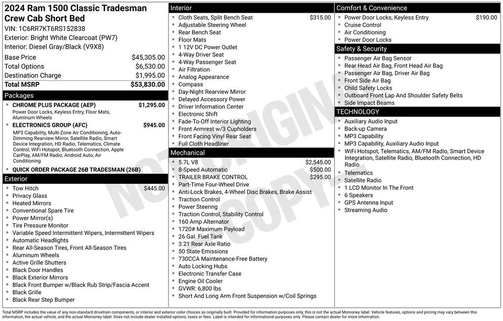 Used 2024 RAM 1500 Tradesman w/ Chrome Plus Package AWD/4WD image 2