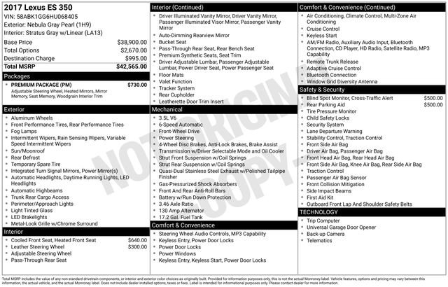 Used 2017 Lexus ES 350 w/ Premium Package FWD image 21
