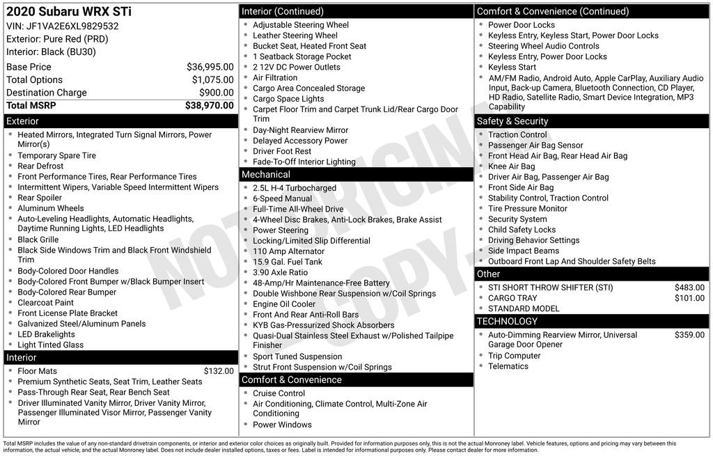 Used 2020 Subaru WRX STI image 32