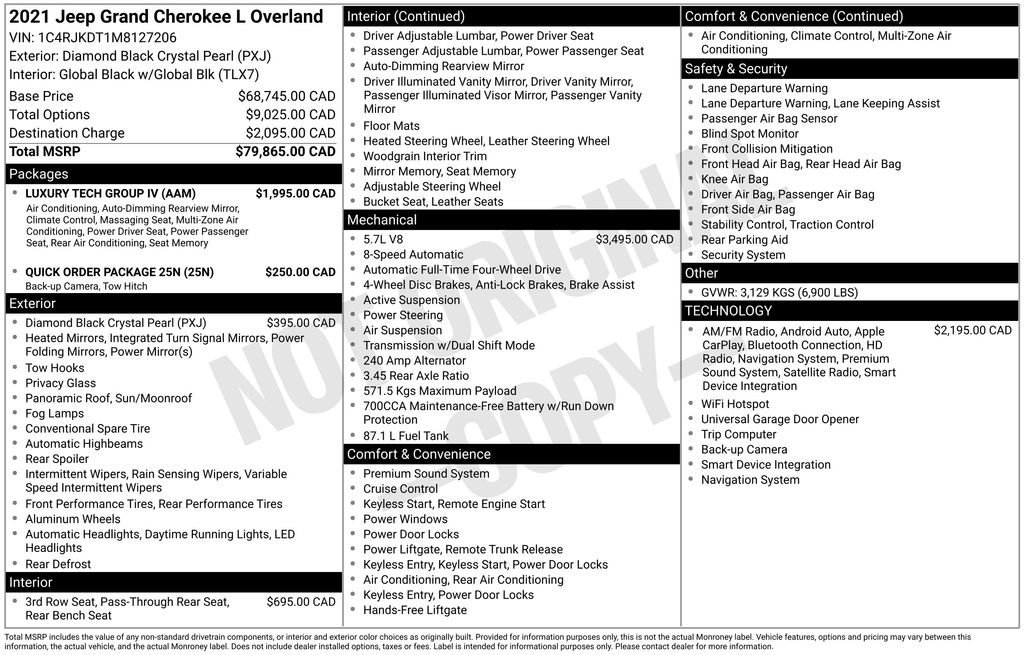 Used 2021 Jeep Grand Cherokee L Overland w/ Luxury Tech Group IV image 2