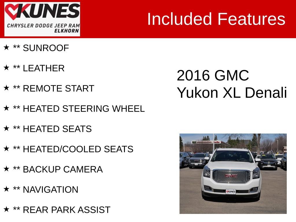 Used 2016 GMC Yukon XL Denali w/ Open Road Package AWD/4WD image 2