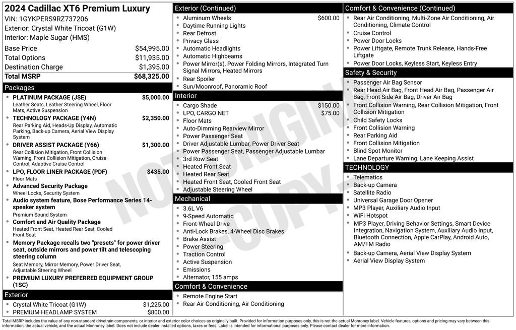 Certified 2024 Cadillac XT6 Premium Luxury w/ Platinum Package FWD image 19
