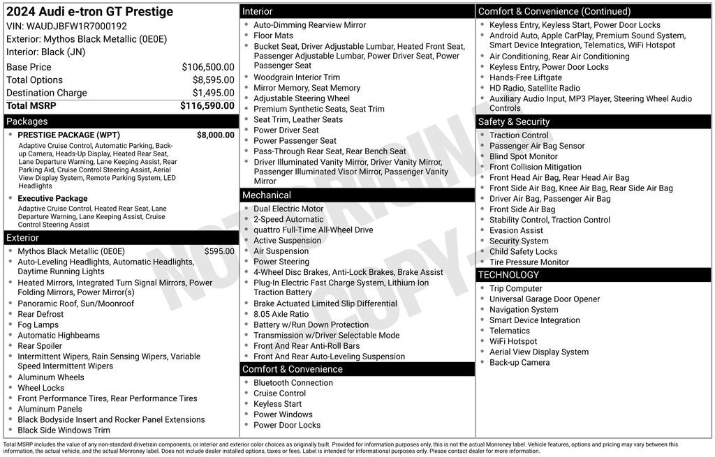Used 2024 Audi e-tron GT Prestige w/ Prestige Package image 6
