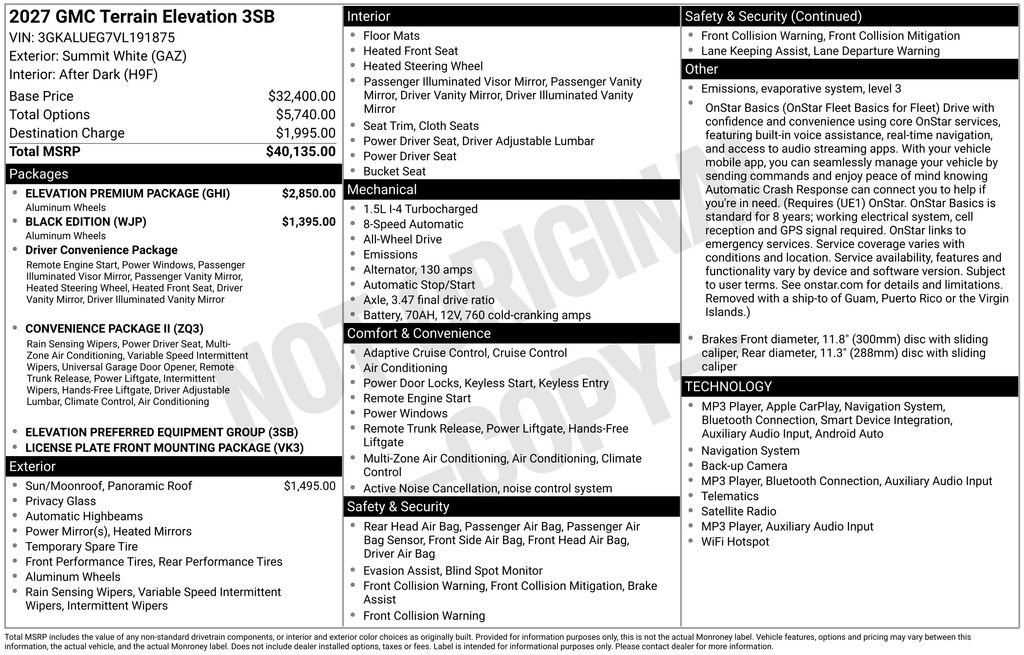 New 2027 GMC Terrain Elevation w/ Elevation Premium Package AWD/4WD image 2