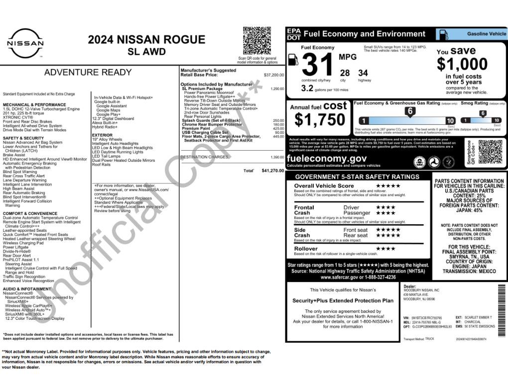 Used 2024 Nissan Rogue SL w/ SL Premium Package AWD/4WD image 2
