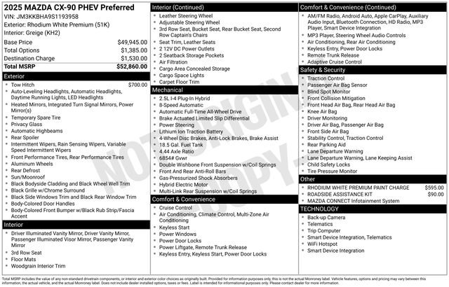 Used 2025 MAZDA CX-90 Plug-In Hybrid w/ Preferred image 6