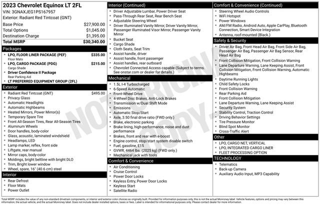 Used 2023 Chevrolet Equinox LT w/ LPO, Floor Liner Package FWD image 4