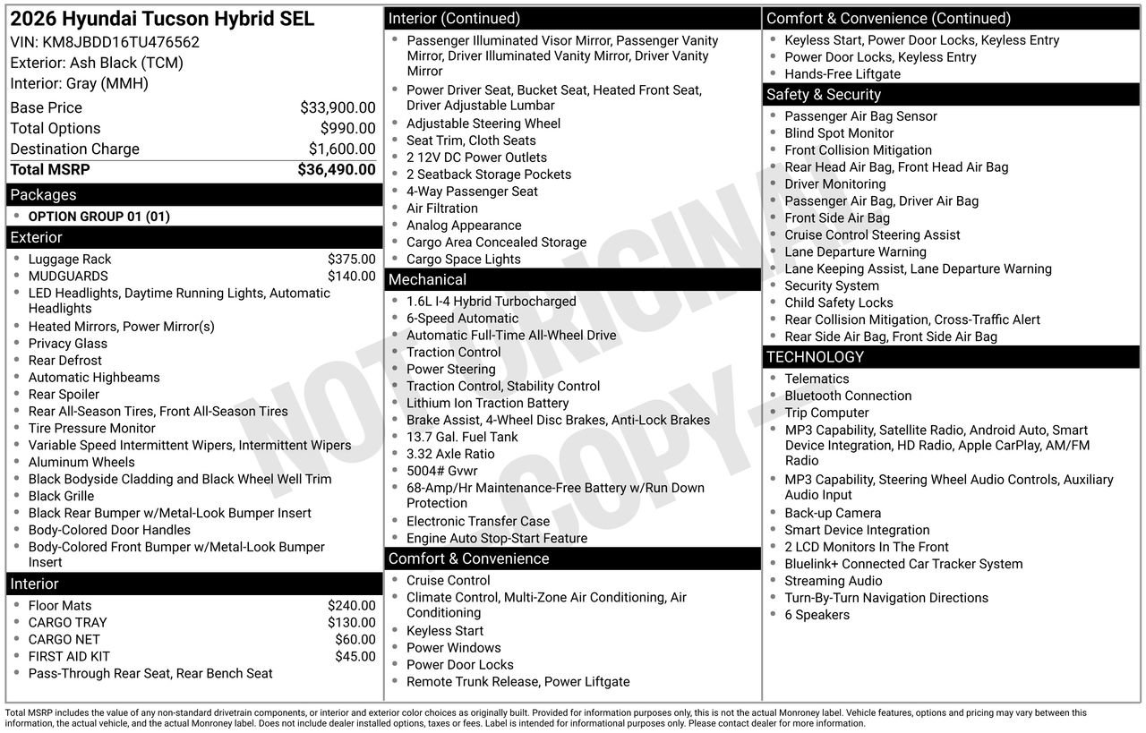 New 2026 Hyundai Tucson SEL AWD/4WD image 33
